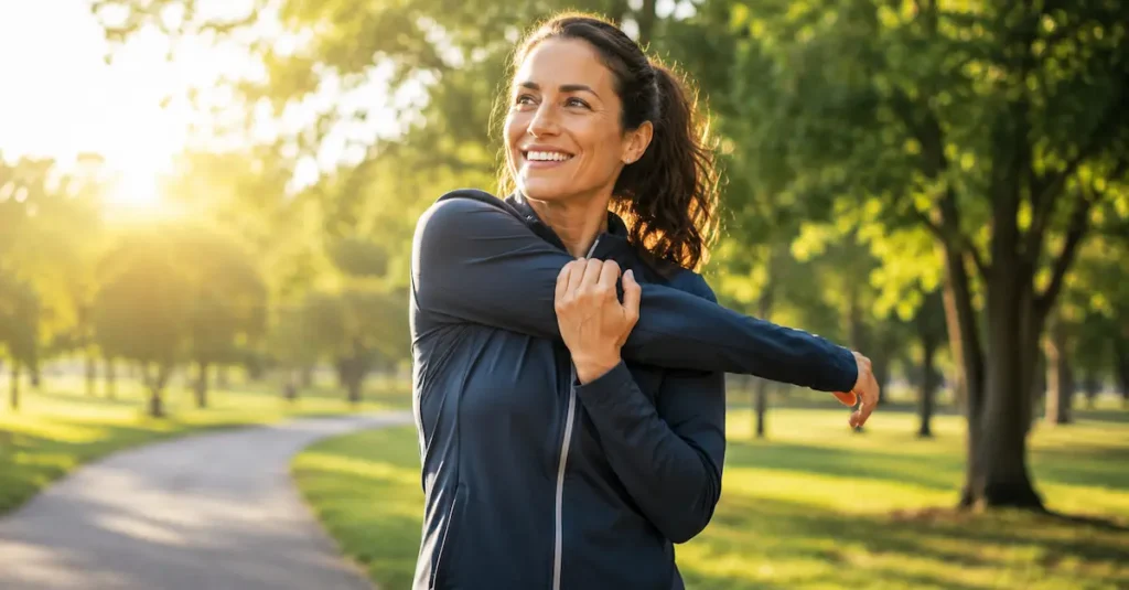 woman feeling energized after taking vitamins for tiredness